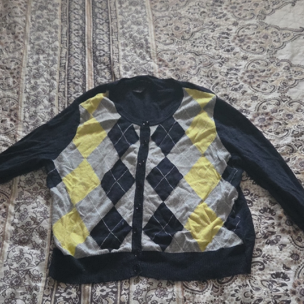 NY & Co Argyle Cardigan Sweater